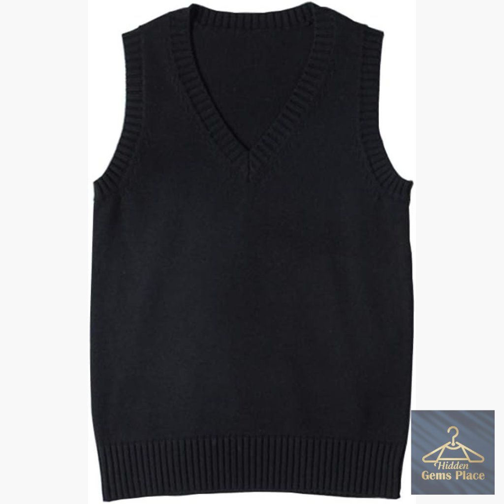 V-Neck Sweater Vest Sleeveless Pullover Cotton Knit Tank Top